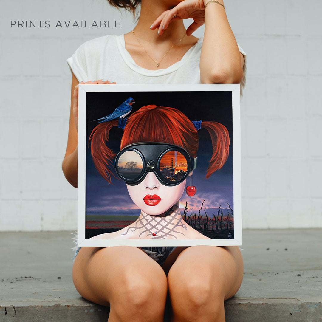 Girl holding Radioactive the Painting a framed print