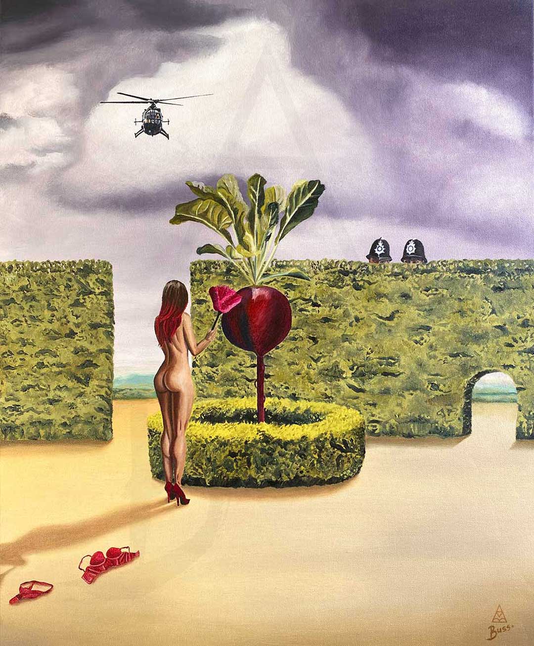 "Beat Around the Bush" Idiom original oil painting by Anna-Marie Buss