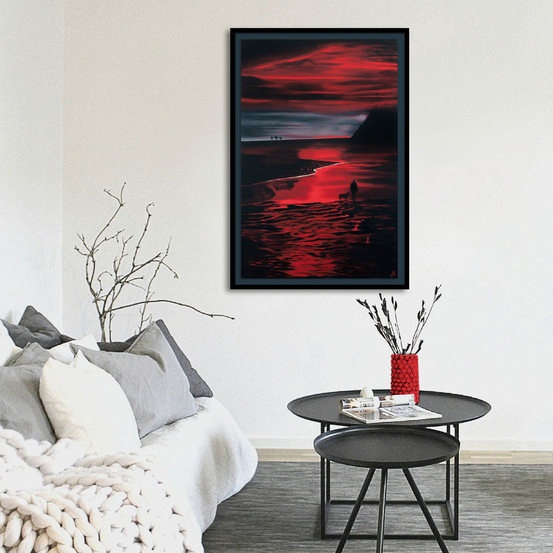 A Study in Crimson on a white wall