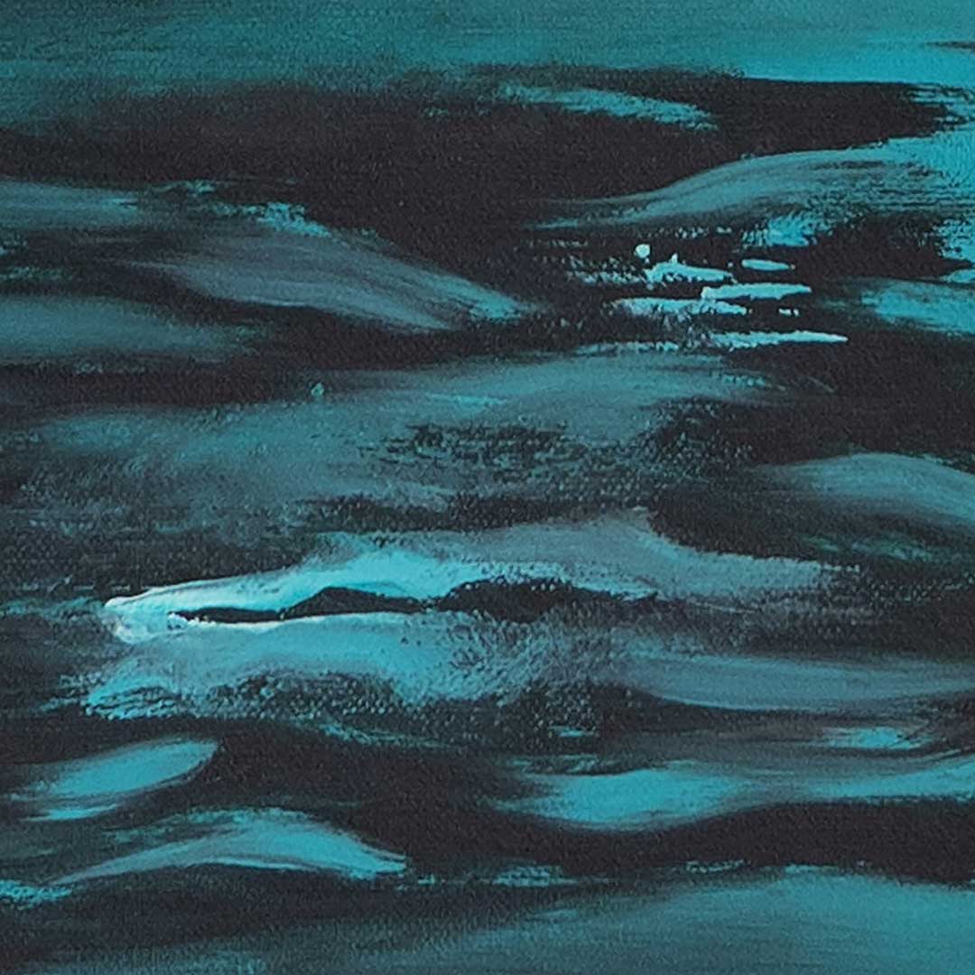 Bold brush strokes in teal