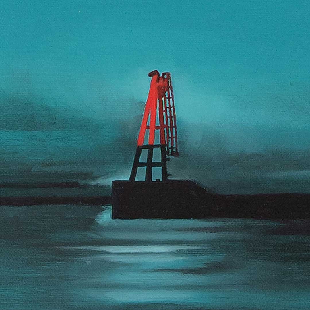 Buoy in Rye Harbour oil painting detail