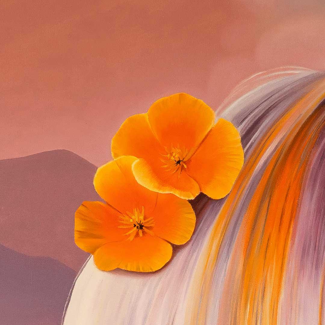 Californian Poppy detail oil painting