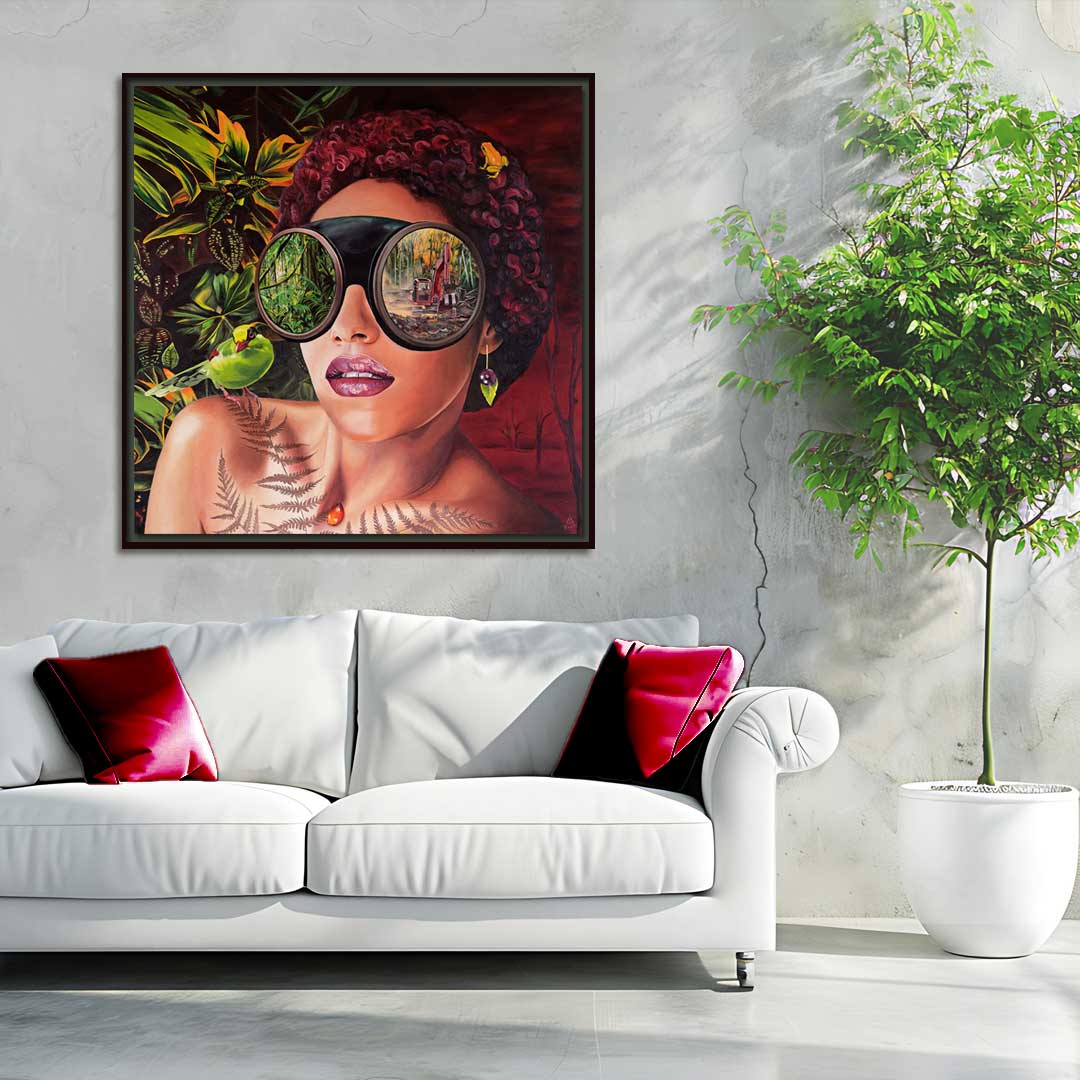 Deforestation painting on a white wall