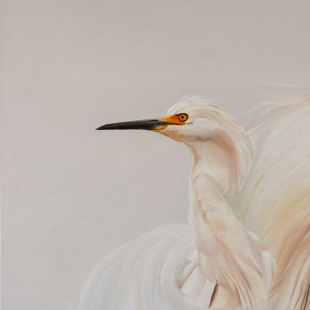 Egret Oil Painting detail