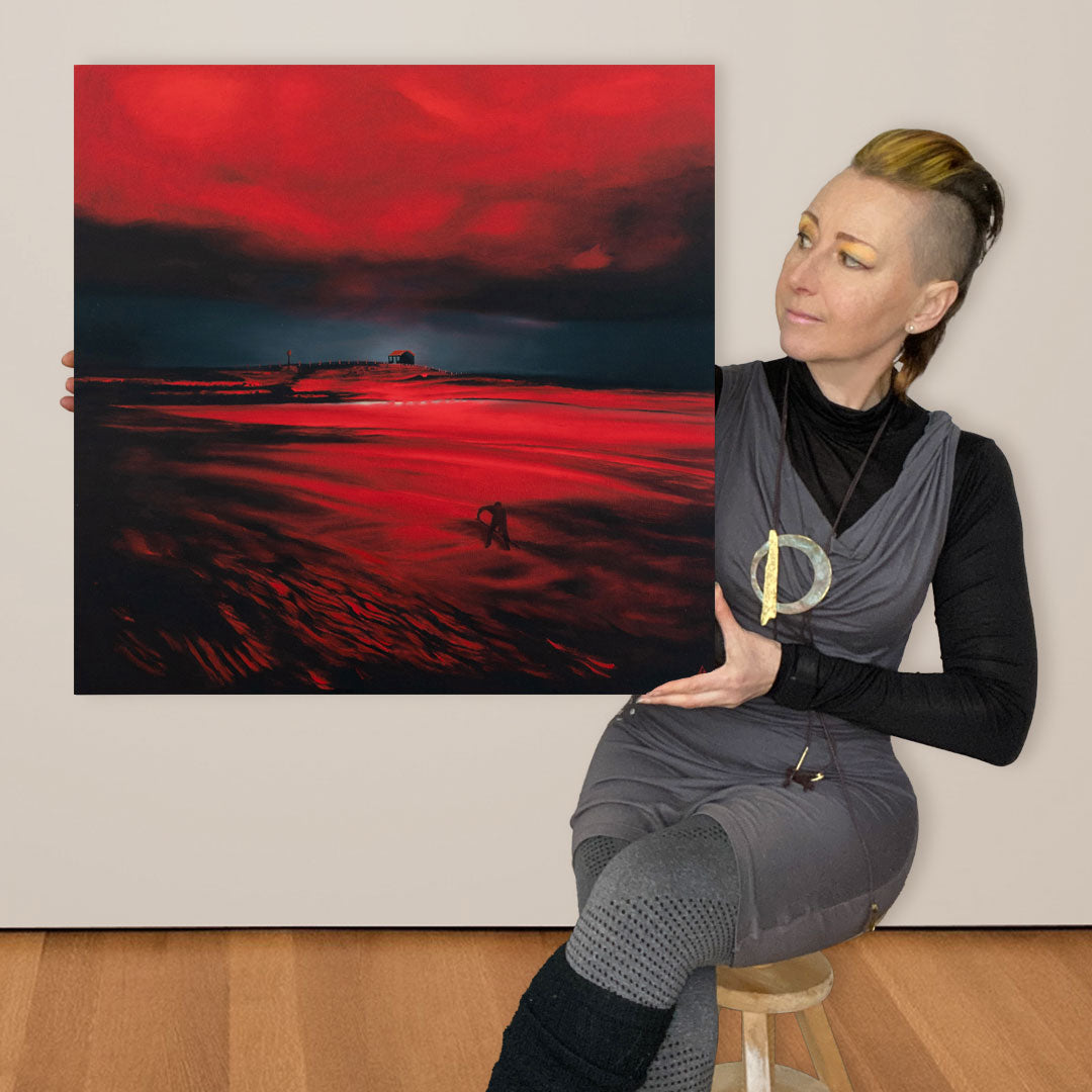 Anna-Marie Buss Artist holding A Study in Scarlet