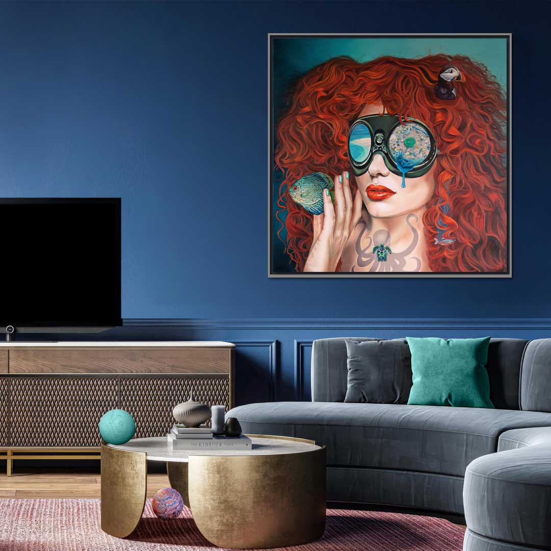 Nurdles painting on a blue wall