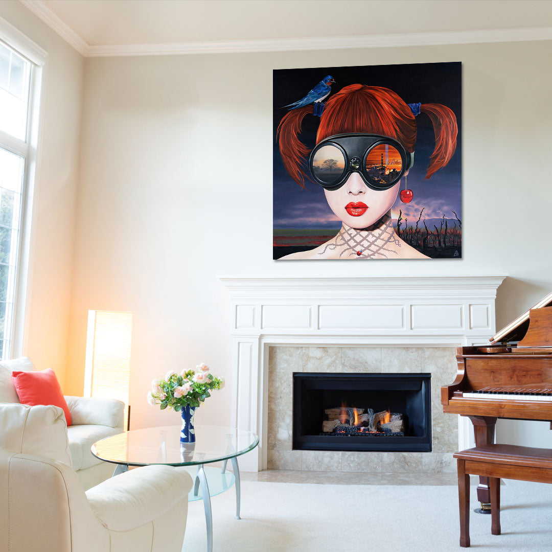 Radioactive painting displayed on the wall