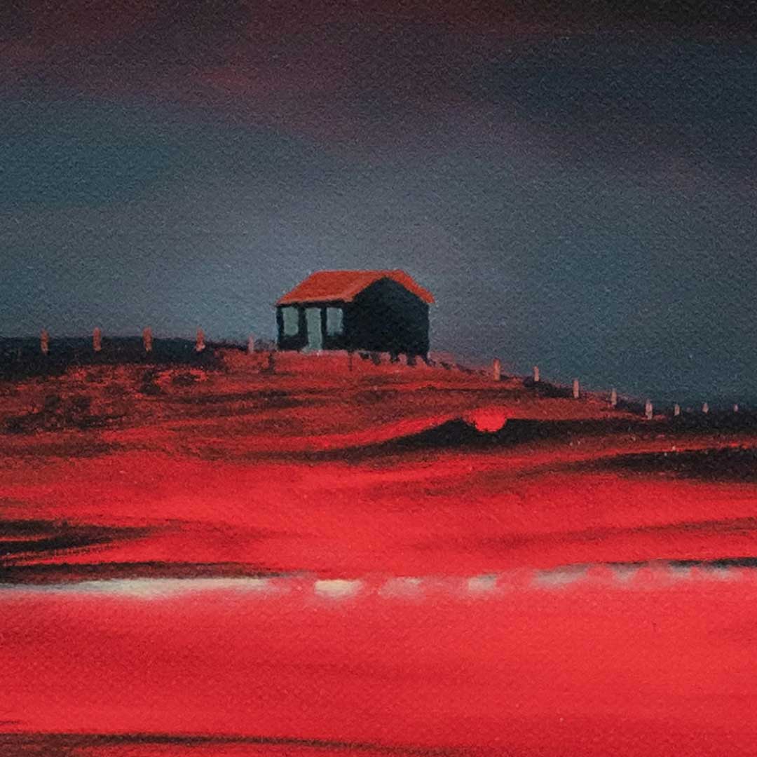 Rye Harbour Hut detail in oils painting
