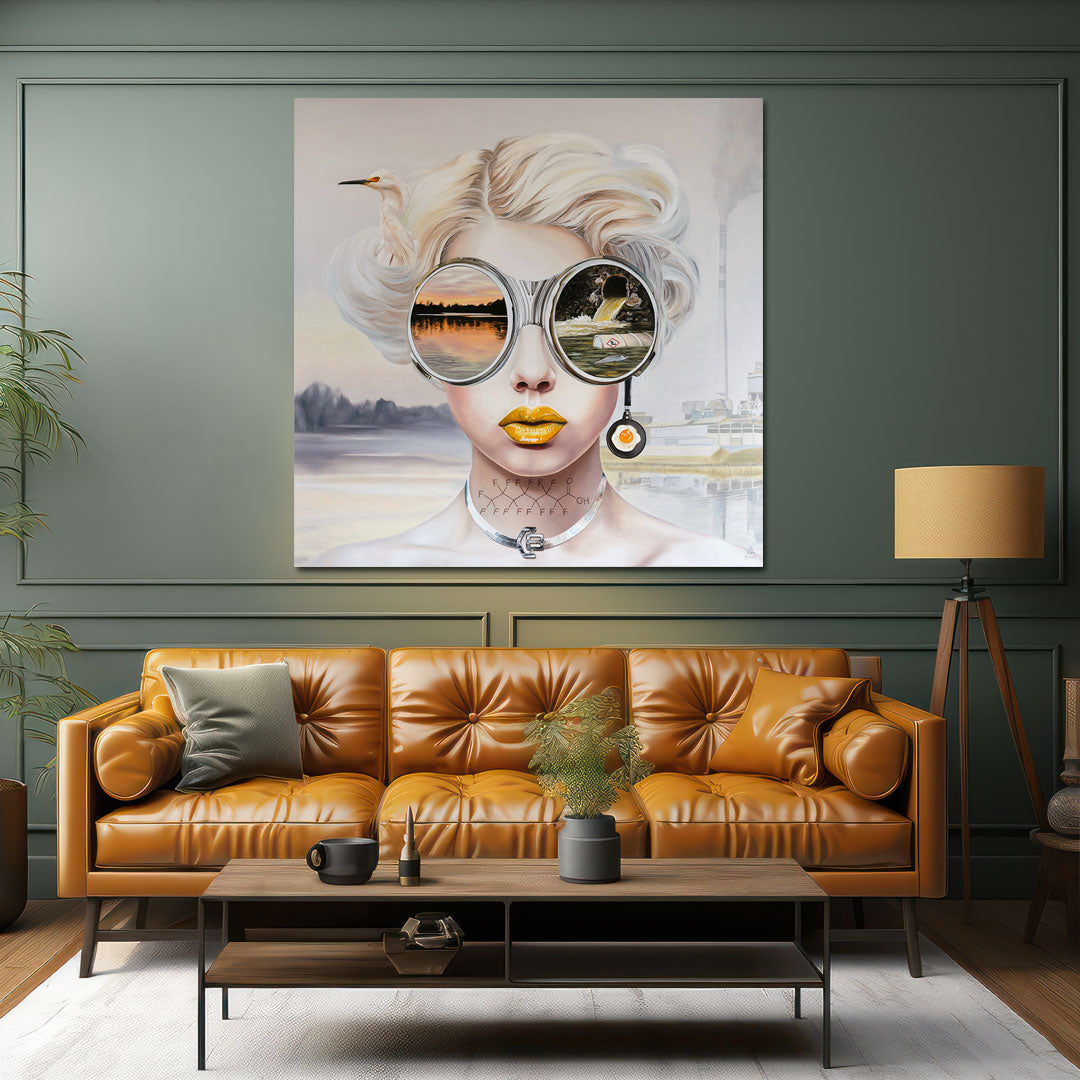 Toxic Waste Painting on a sage green wall