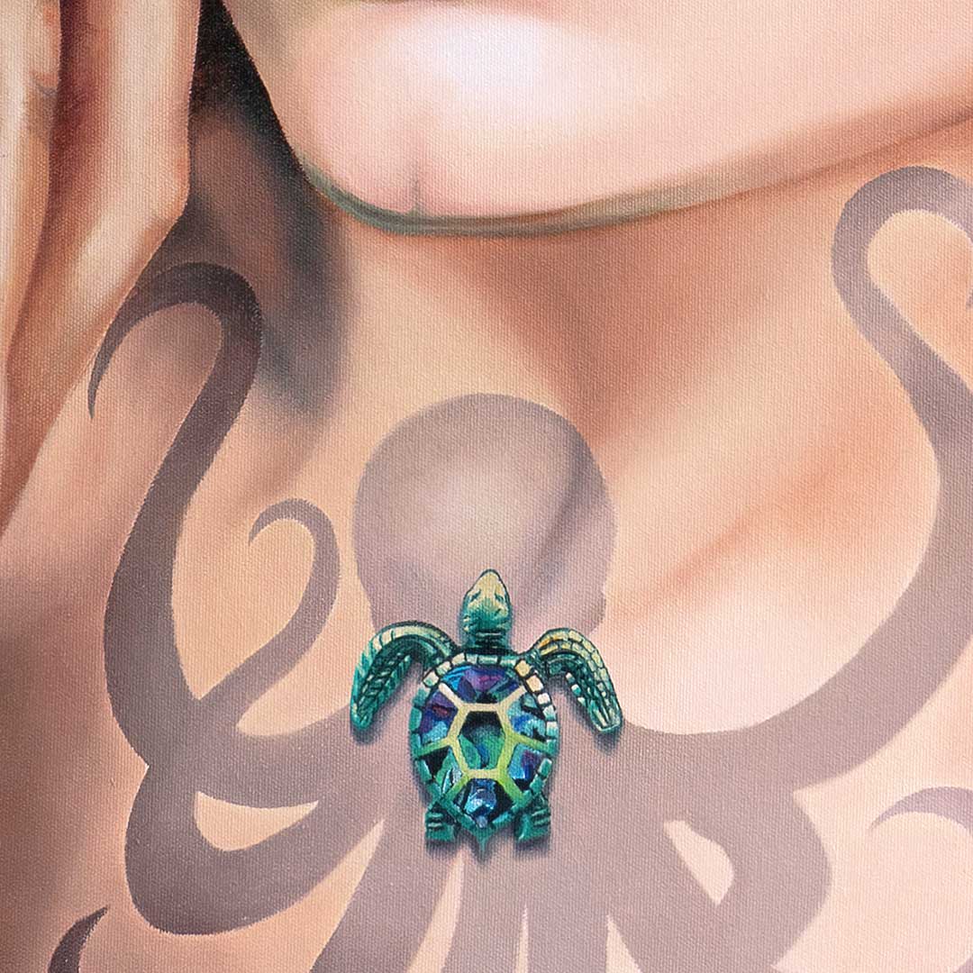 Turtle and octopus tattoo painting