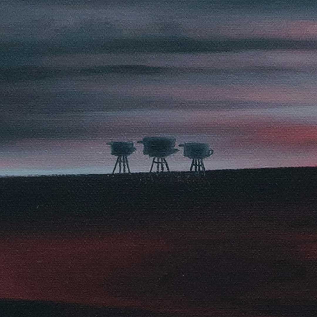 WW2 Maunsell Sea Forts detail oil painting