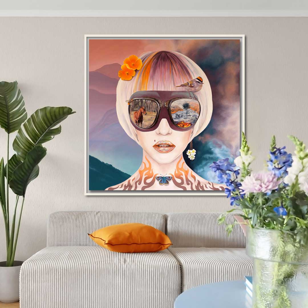 Wildfires painting on the wall, interior design