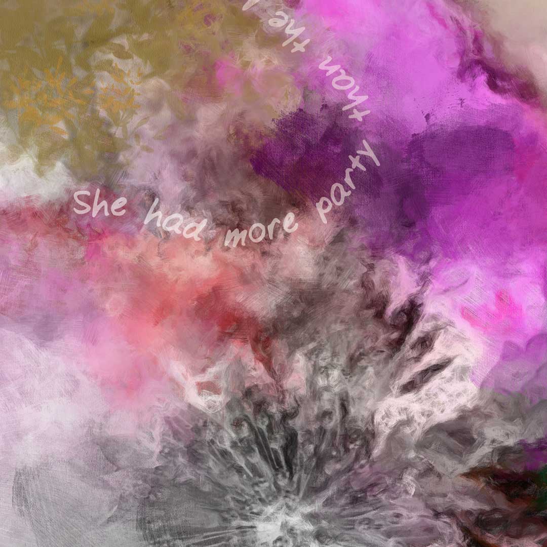 Abstract art with text overlay on a colorful background